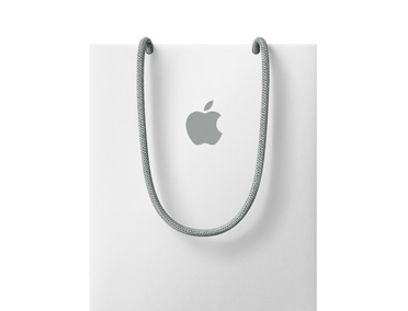 Sac d’achats Apple blanc avec le logo Apple dans la partie supérieure