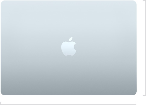 Vnější pohled na zavřený 15palcový MacBook Air, uprostřed logo Apple