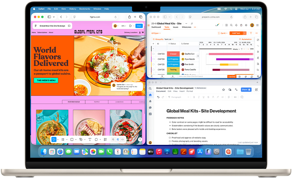 MacBook Air dengan beberapa aplikasi terbuka