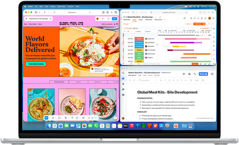 MacBook Air ar vairākām atvērtām aplikācijām