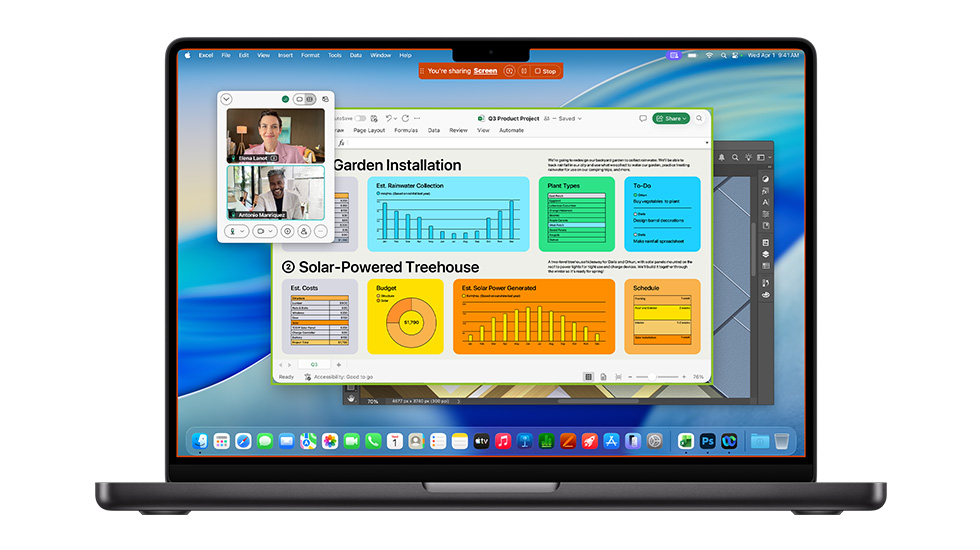 หน้าจอ Mac แสดงแอปหลายแอปที่เปิดอยู่ รวมถึง Zoom และ Excel