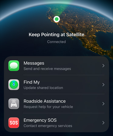 Messages via Satellite feature in use